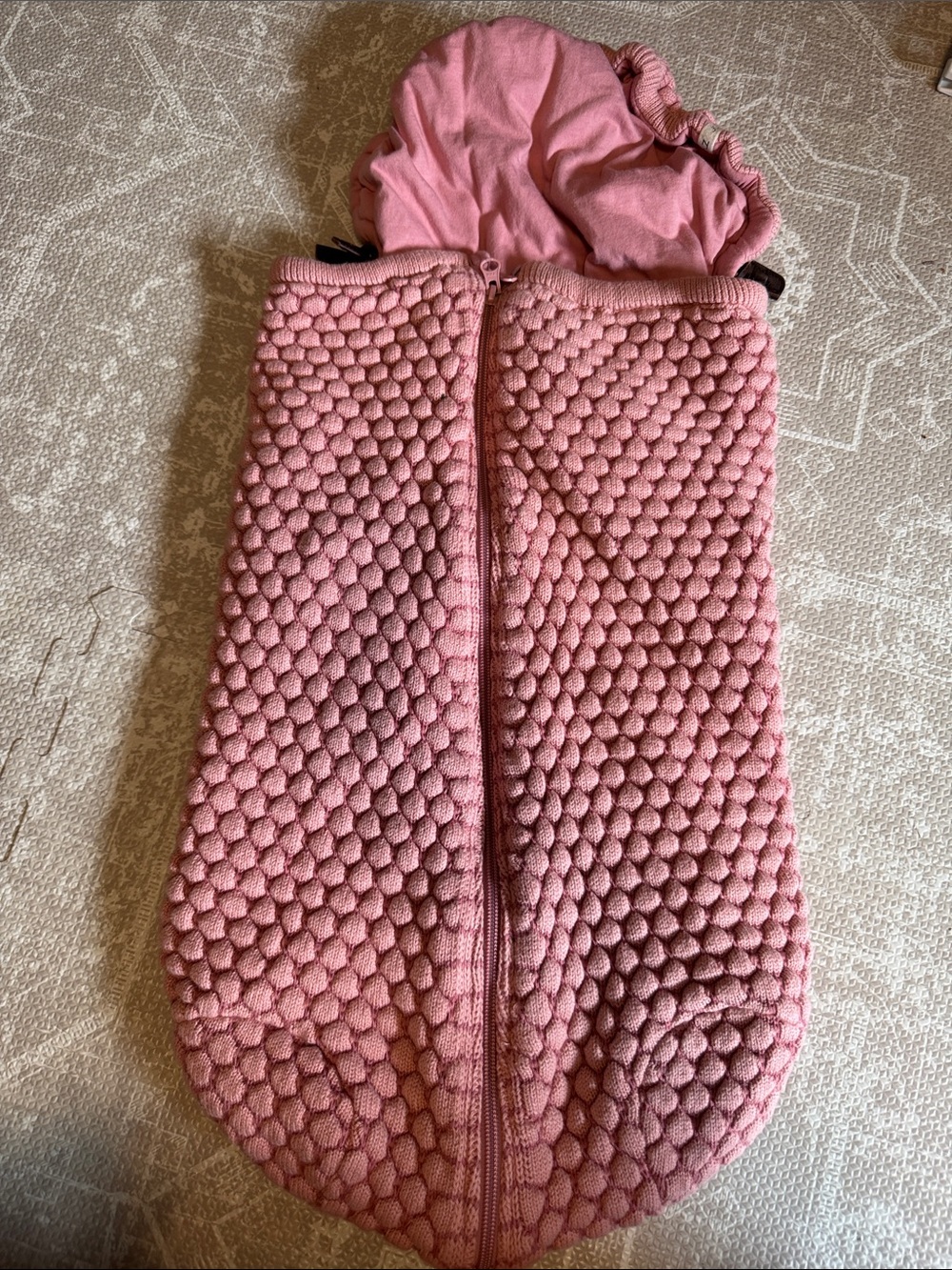 Joolz Footmoofer - Baby Pink Textured Hooded Sleep Sack with Front Zip